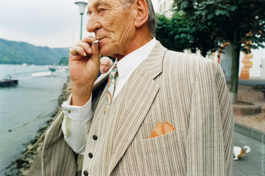  Rhine river and an old man with cigarette