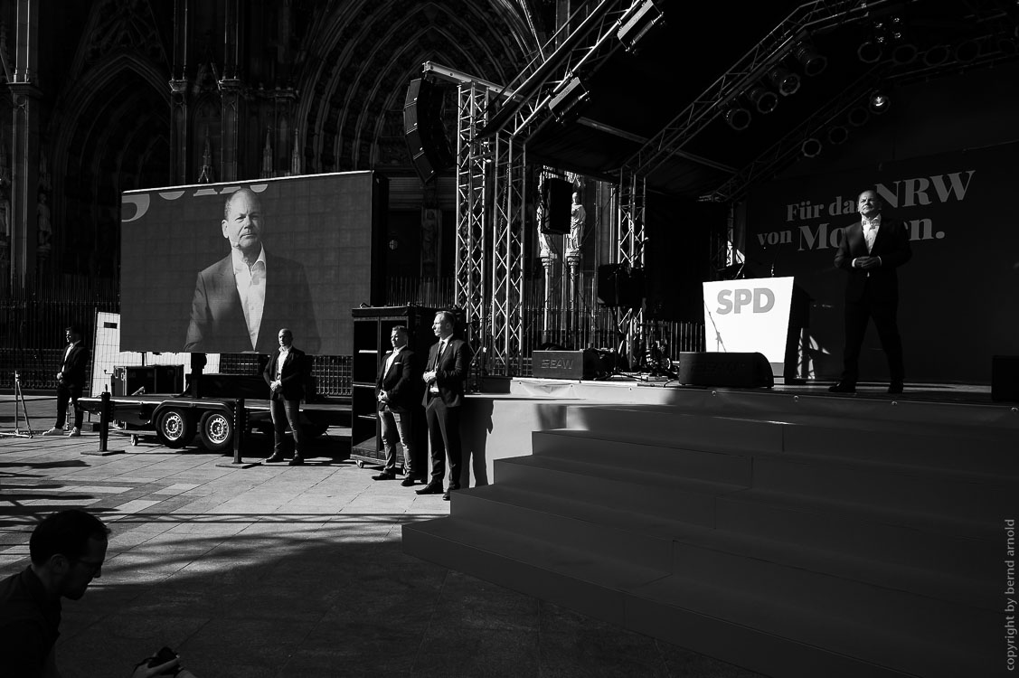 Olaf Scholz auf einer Wahlkampfkundgebung in Köln 2022