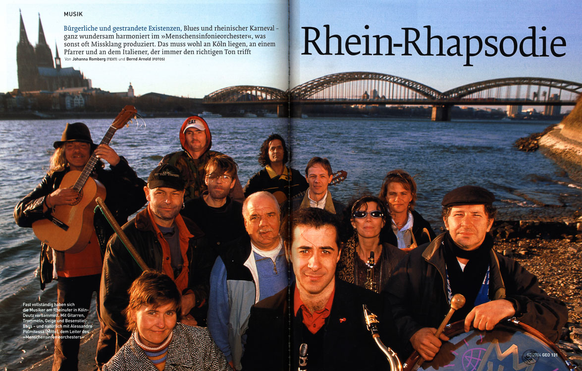 Documentary photography for GEO magazine – Musicians of Menschensinfonieorchester near rhine