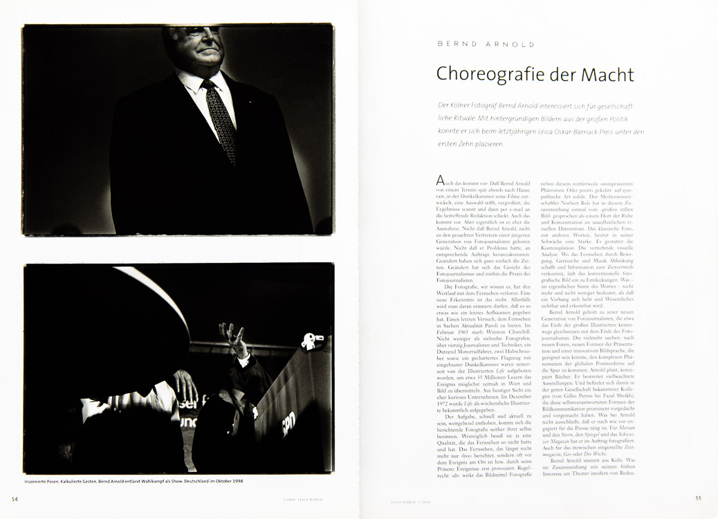 Documentary photography: Chancellor Helmut Kohl in Leica World with Choreography of Power, Bernd Arnold 