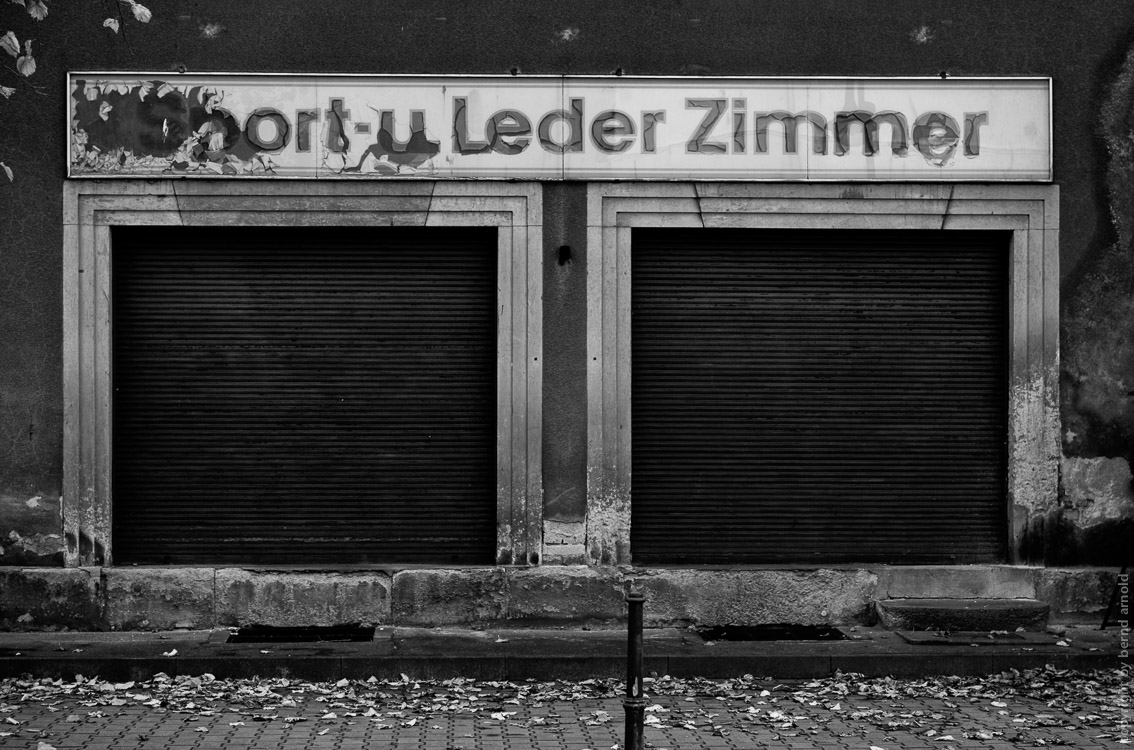 Black East a shop of sports and leather – photography about East Germany