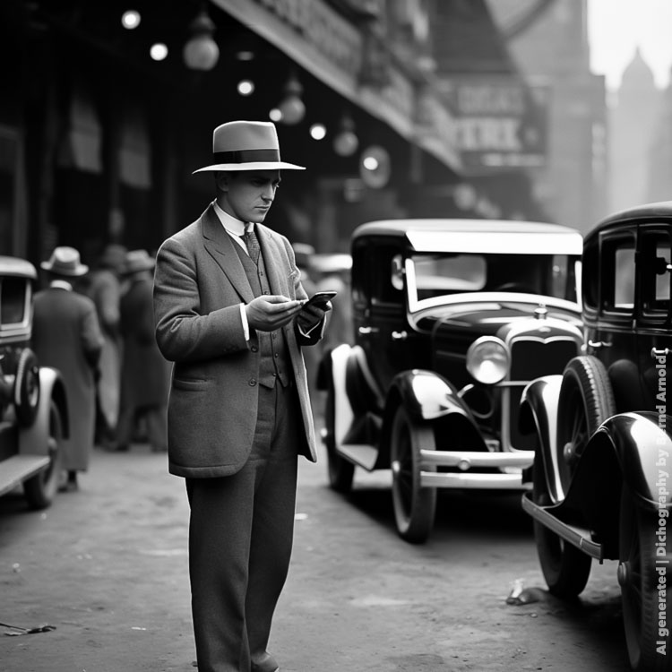Dichografie »Mann mit Smartphone, 1920« von 2023