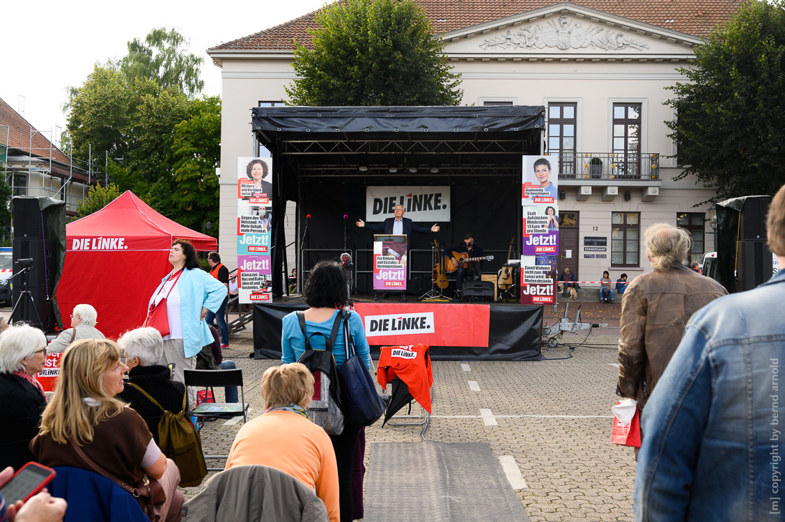  Digitale Fotomontage des Bundestagswahlkampfes 2021 – Die Linke in Oldenburg mit Oskar Lafontaine