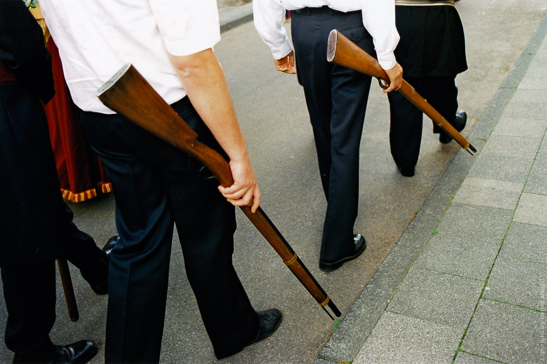 rhine river – traditional festival with weapons