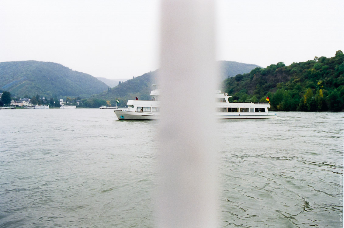 Rhine river with ship