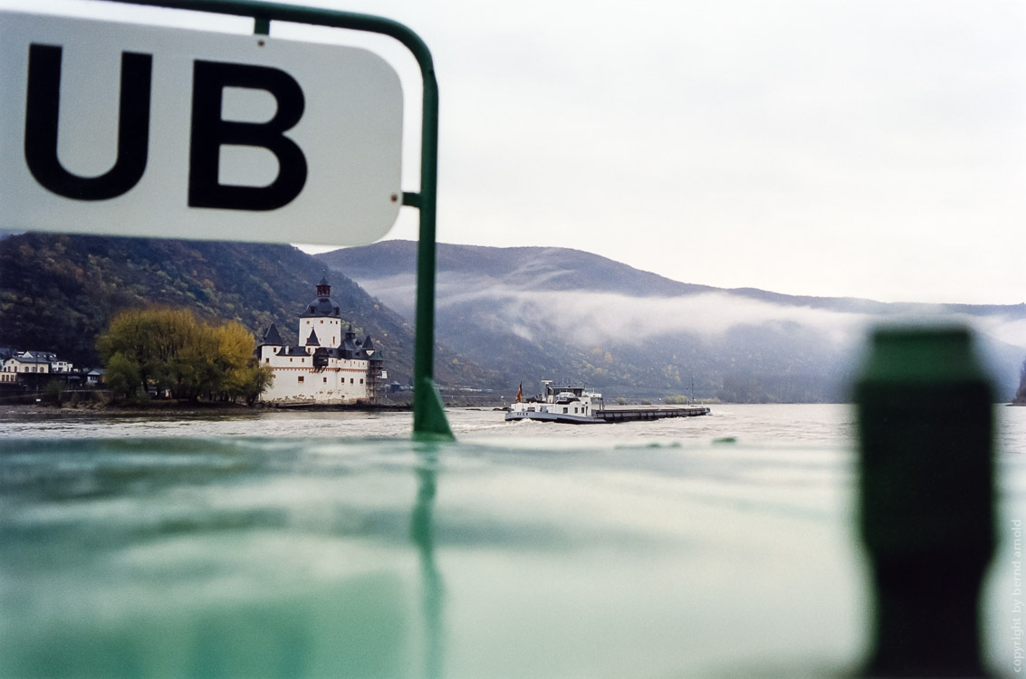 landscape of the romantic Rhine river  with Pfalz Kaub