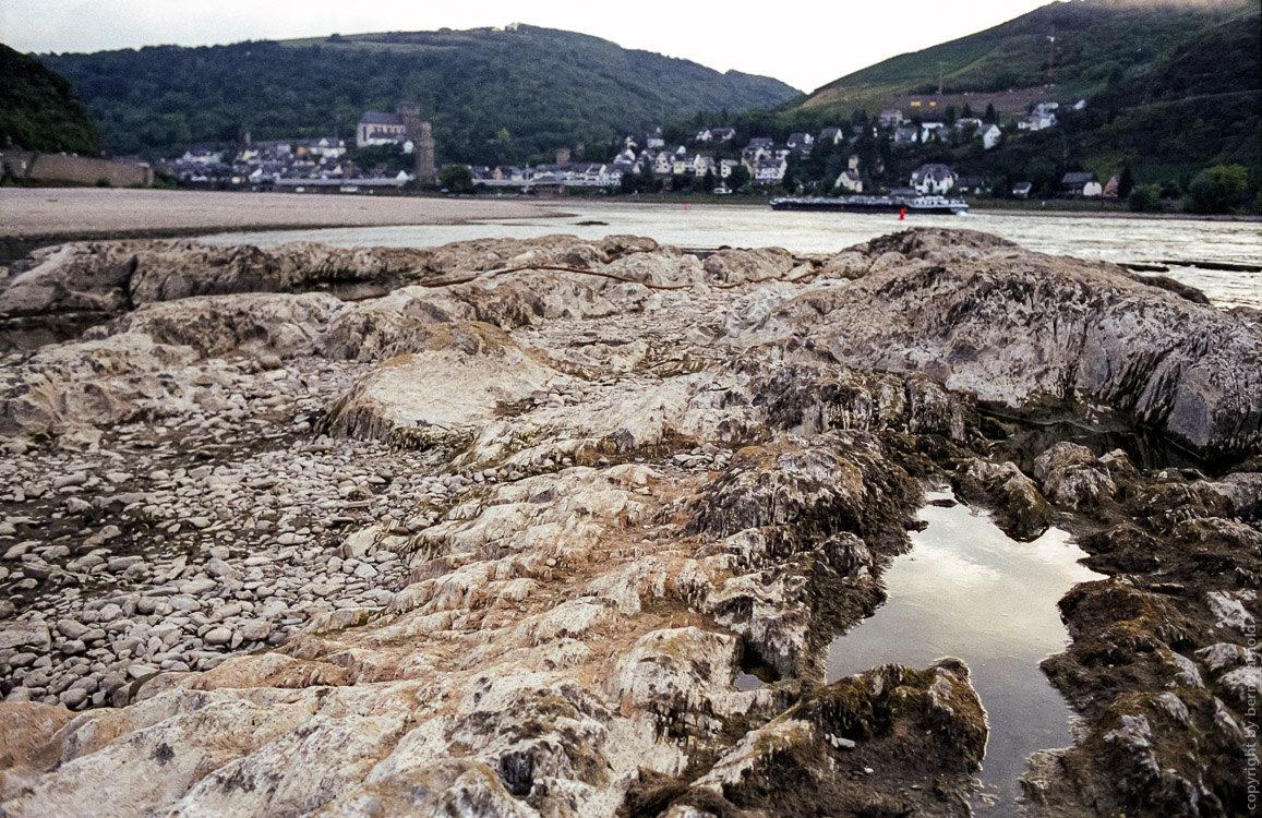 Landschaft bei St. Goarshausen bei Niedrigwasser