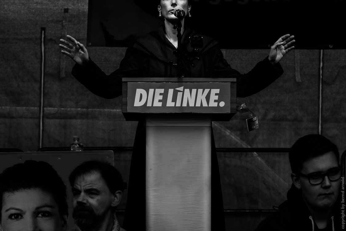 Kundgebung Die Linke mit Sahra Wagenknecht in Solingen - Wahl Kampf Ritual