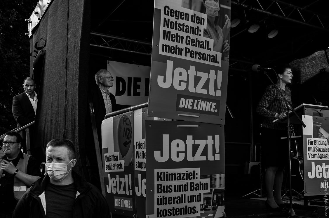 Fotografie Portrait Sahra Wagenknecht und Oskar Lafontaine in Oldenburg, 2021 – Wahl Kampf Ritual