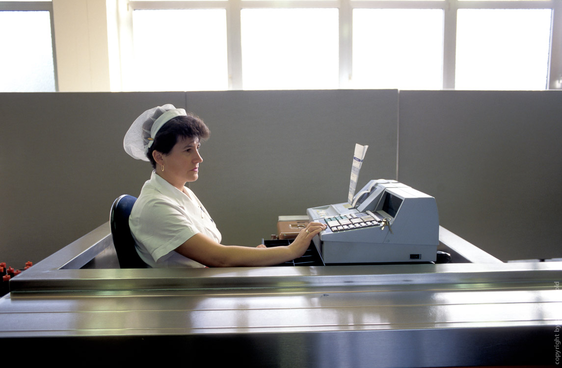 woman cashier in canteen