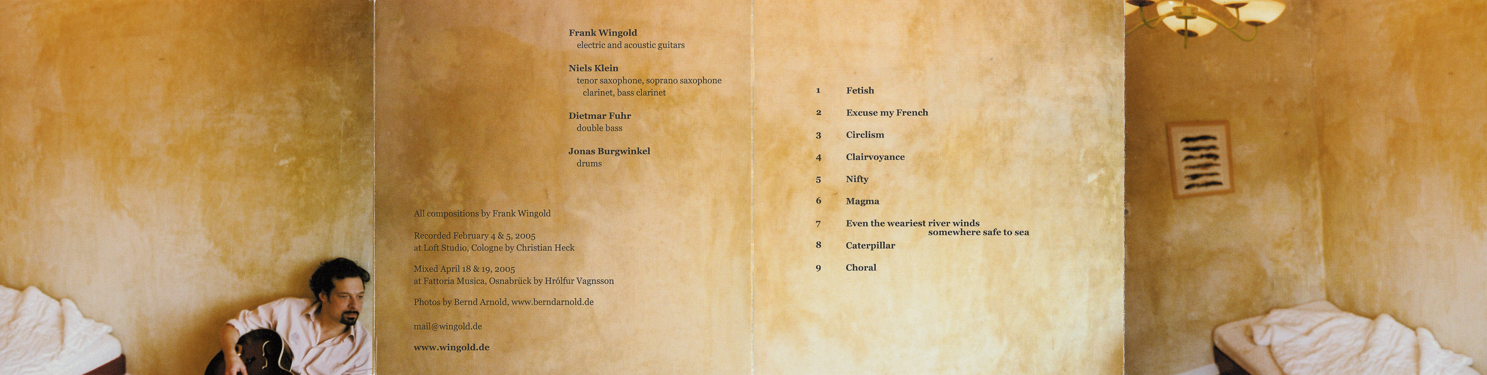 Booklet (innen) der CD Clairvoyance von dem Jazzgitarristen Frank Wingold