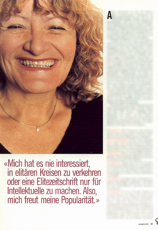 Alice Schwarzer im Schweizer Frauenmagazin Annabelle