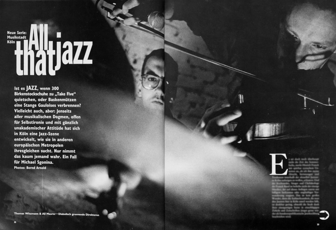 Publikation der Portraitserie VI Jazzszene in der Kölner Illustrierten, 1991