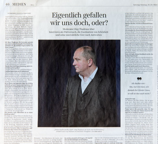 Fotografien und Portrait Jörg Thadeusz in Süddeutsche Zeitung