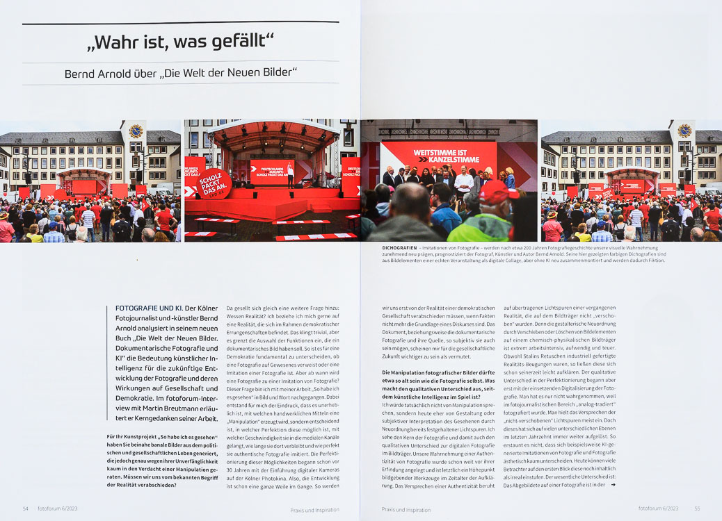 Interview in Fotoforum mit Bernd Arnold über die Welt der Neuen Bilder