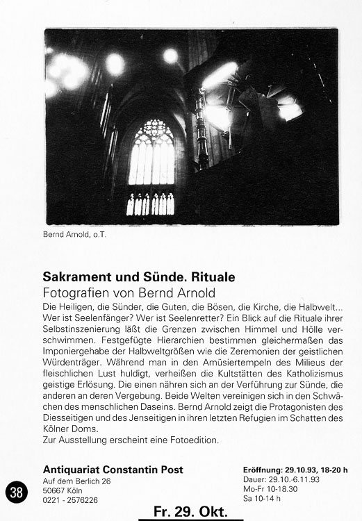 Katalog – Ausstellung und Edition Sakrament und Sünde, Photokina 1993