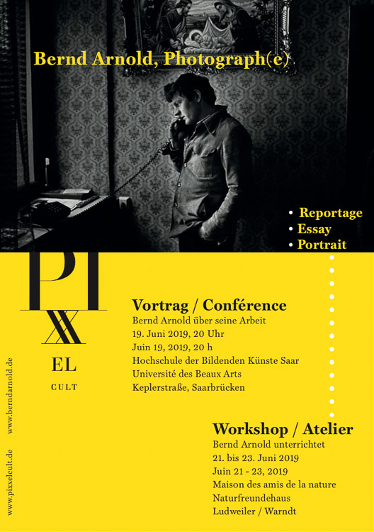 Flyer Vortrag und Workshop in Saarbrücken zum Thema Fotoessay, Reportage, Portrait